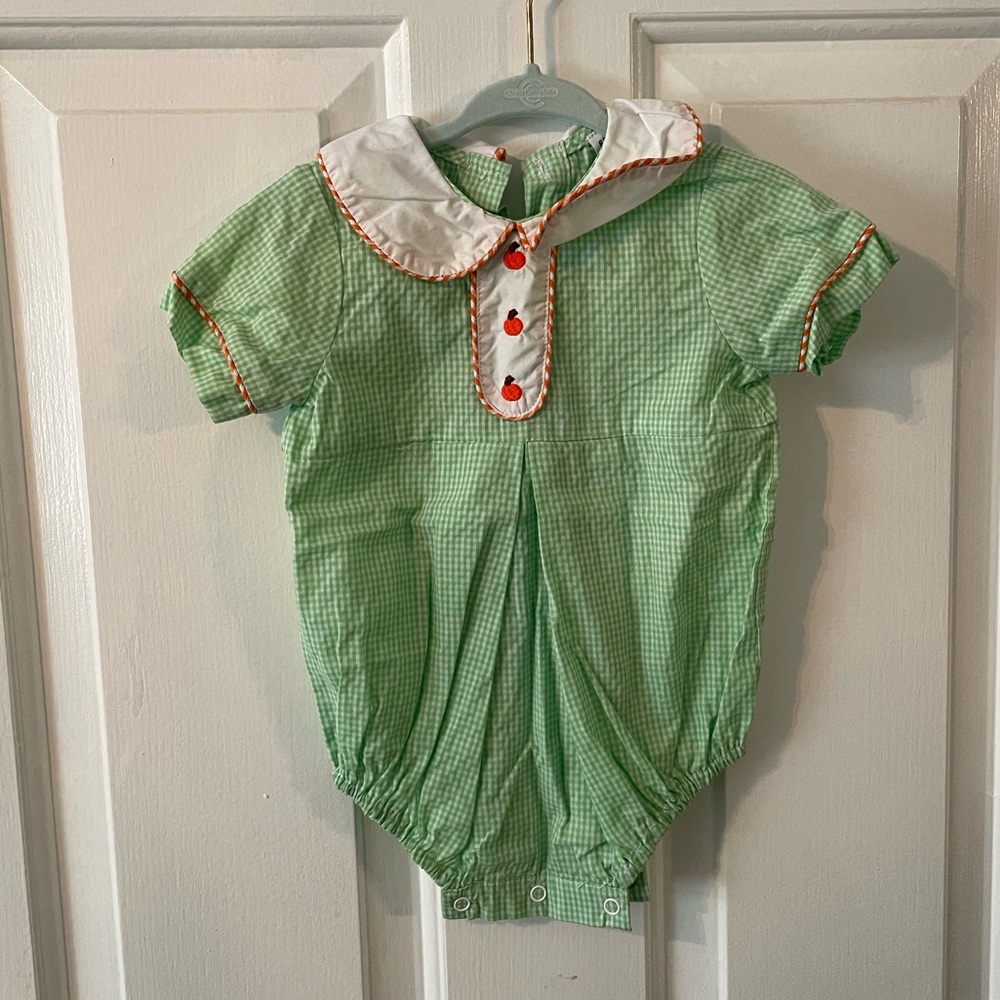 Green Gingham Pumpkin Bubble - 6M